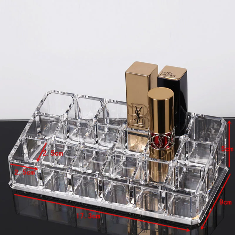 

Acrylic 18 Grids Lipstick Holder Makeup Brush Case Jewelry Cosmetic Organizer Makeup Storage Showcase For Lady Women Girl