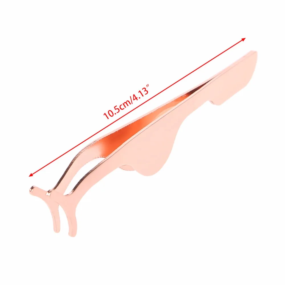 Women Stainless Steel False Eyelash Extension Applicator Fish Tail Clip Tweezers 5