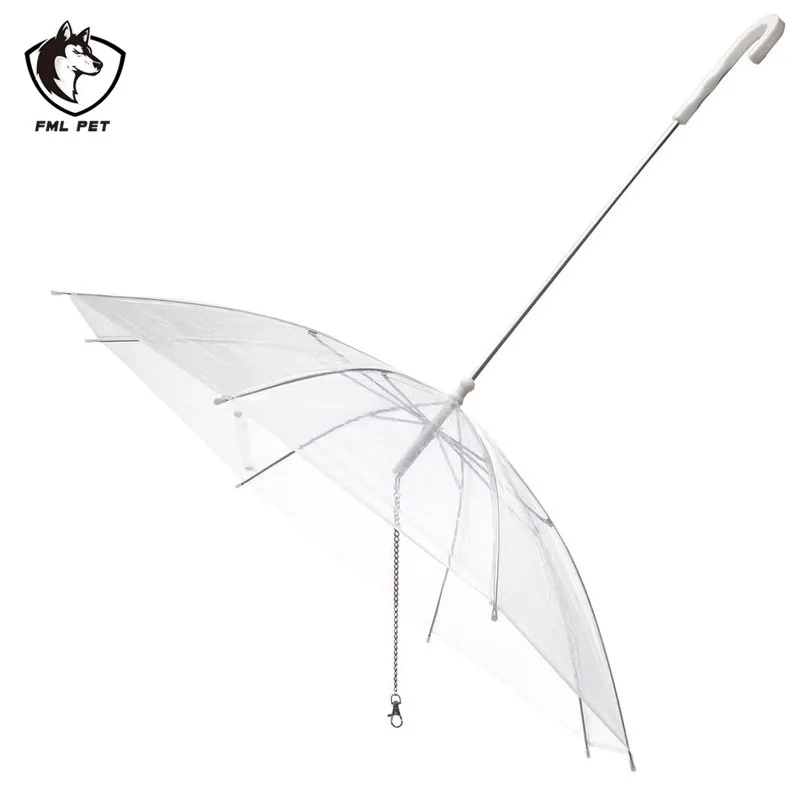 

Transparent Dog Umbrella with Leash Pet Outdoor Rainproof Supplies Dog Lead for Small Medium Diameter 30 Inches