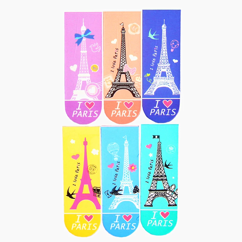 

6pcs/set Double faced pattern Eiffel tower bookmark book bookmarks for book metal bookmark Bookmarks creative supplies