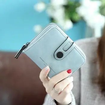 

Women Solid Mini Wallet Card Holder Clutch Coin Purse Elegan Plain PU Leather Handbag Clutch Thin Money Bags