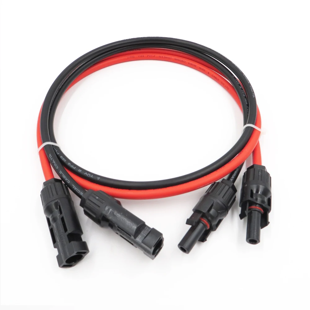 1pair/lot 12AWG 4mm2 30/15/9/6/3/1FT MC4 Connector Extension Connect branch black parallel Series Extend cable