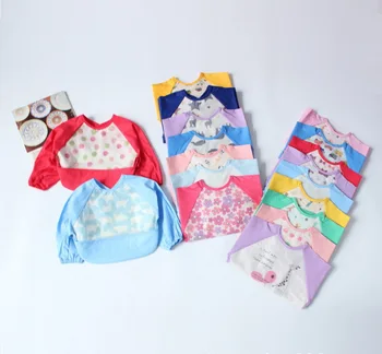 

DHL 100pcs 6-24 Months Baby Bibs Apron Waterproof Girls Boy Feeding Burp Cloths with Long Sleeves Newborn Kids Saliva Towel