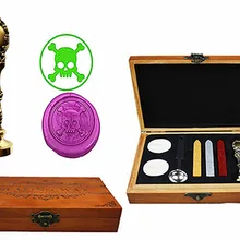 Винтаж пират пользовательские Воск уплотнительное латунь павлин металлической ручкой Щупы для мангала плавления ложка деревянной подарочной коробке набор штампов Роскошные