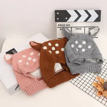 1 шт., новинка года, милая мягкая вязаная шапка в форме оленя, зимняя вязаная детская шапка, детская шапочка с ушками, зимние шапки для мальчиков и девочек