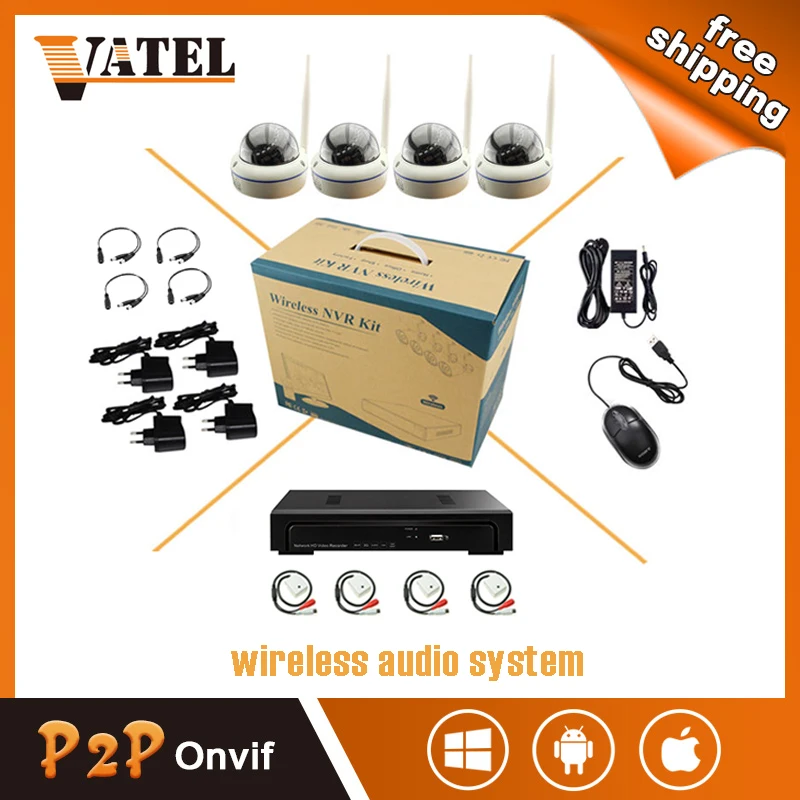 Surveillance camera system 4pcs wifi ip camera dome audio 1080p sony323 960p 720p wifi system kit 8ch 1080p NVR KIT Onvif p2p
