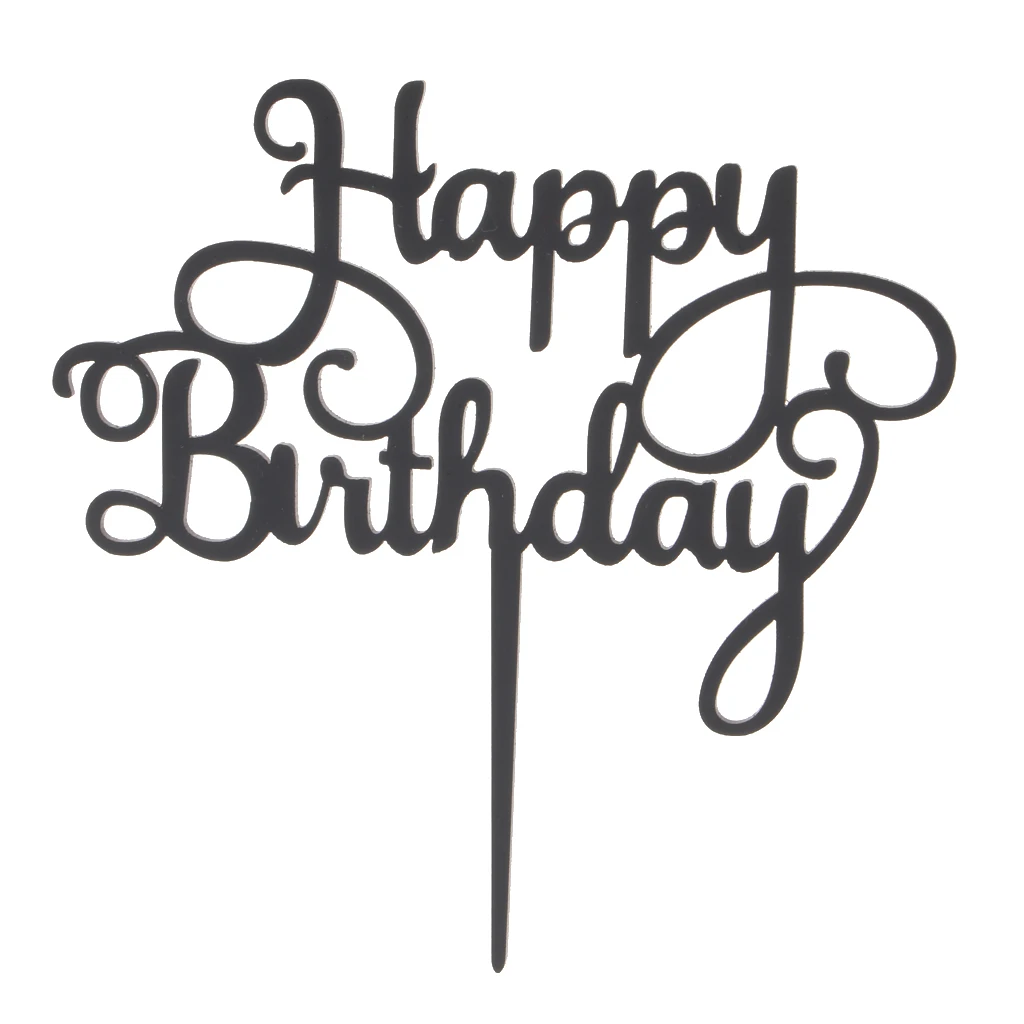 Happy Birthday Cake Topper Acrylic Cake Centerpieces for Birthday Party Baby Shower Decoration - Black/Gold