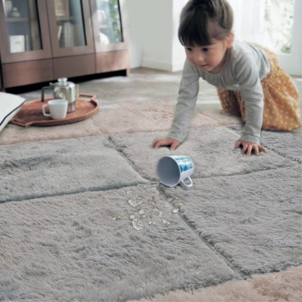 RAYUAN 1pc Polyester Plush Suede Shaggy Carpet DIY Puzzle Mat Warm Soft Area Rug Anti Slip Children Baby Play Mats Playmat
