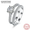 Fashion Solid 100% 925 Sterling Silver Wedding Bridal Set Luxury Jewelry Princess Cubic Zirconia Egagement Ring Set For Women 1