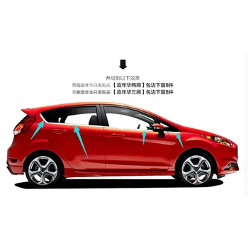 

High-quality stainless steel Strips Car Window Trim Decoration Accessories Car styling For 2009-2014 Ford Fiesta Hat (8piece)