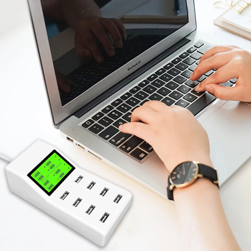 Universal Smart Multi USB Charger LED Display Charging station Tablet Adapter Desktop Socket Smartphone Power Charger 8 Ports