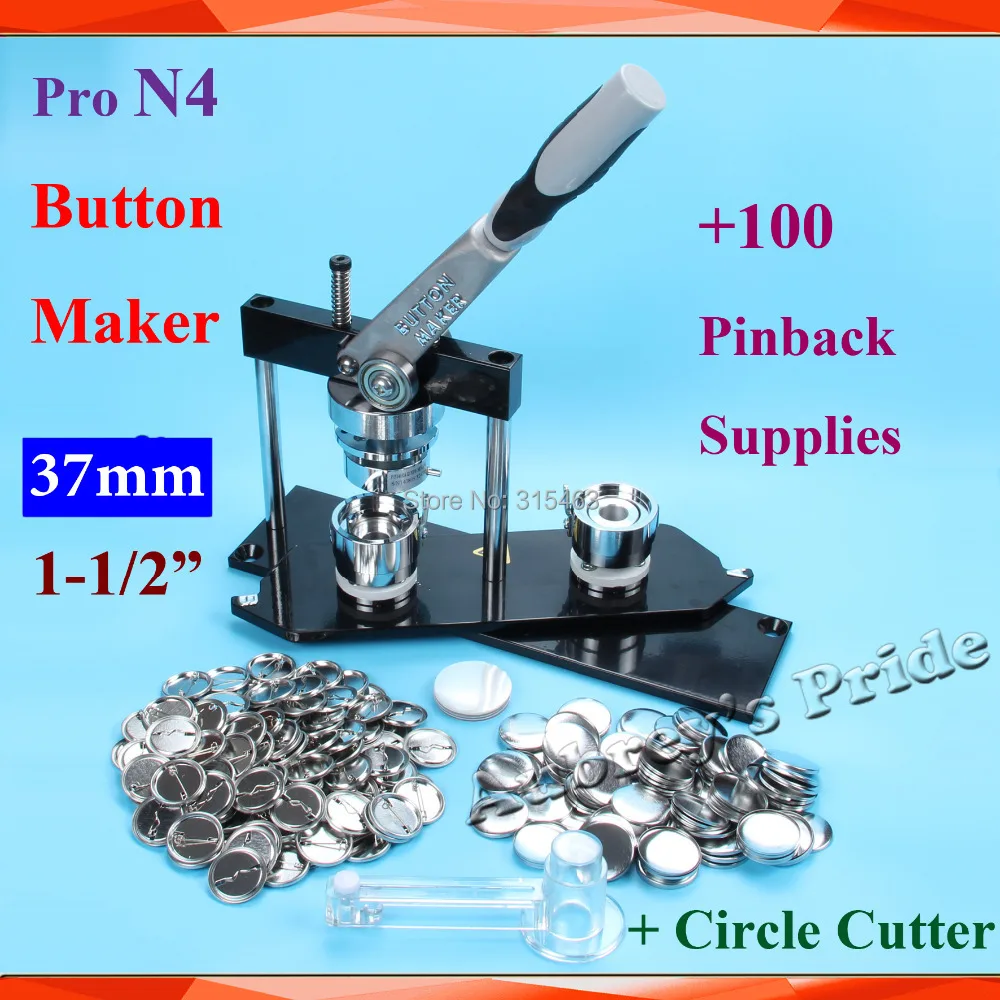 

N4 1-1/2" 37mm Badge Button Maker +Cutter+100 Pinback