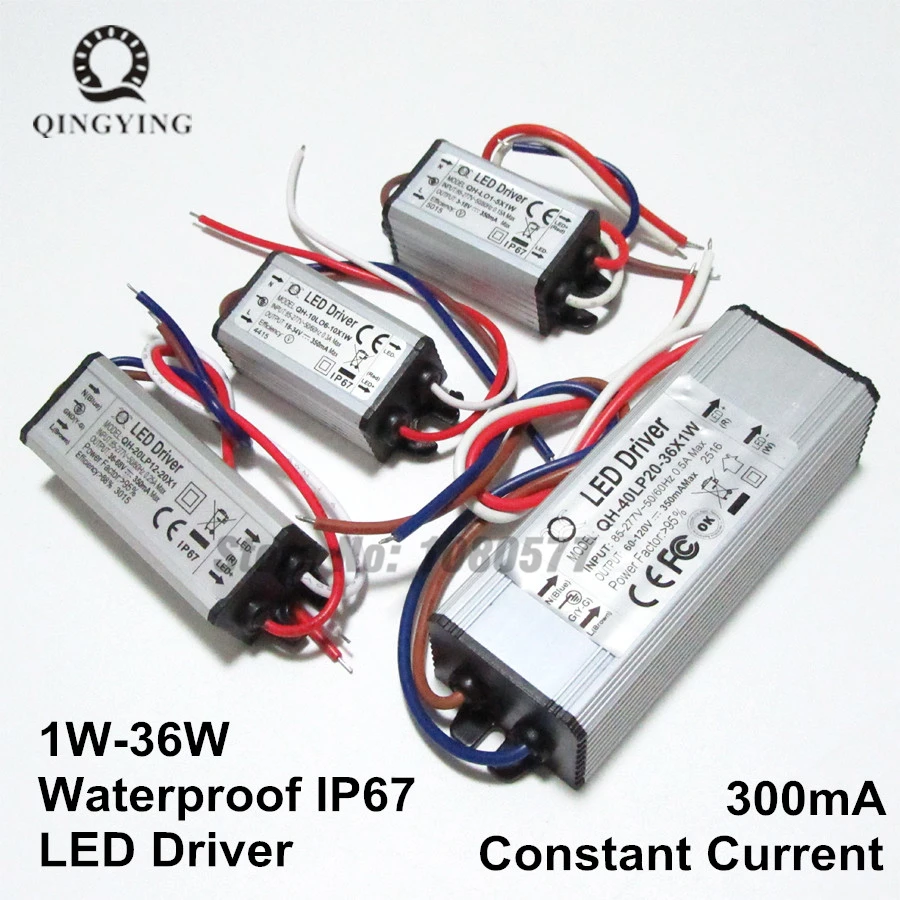 

300mA Waterproof LED Driver 1W 5W 10W 20W 30W 36W IP67 Lighting Transformers 1 5 10 20 30 w Watt Outdoor Lights Power Supply