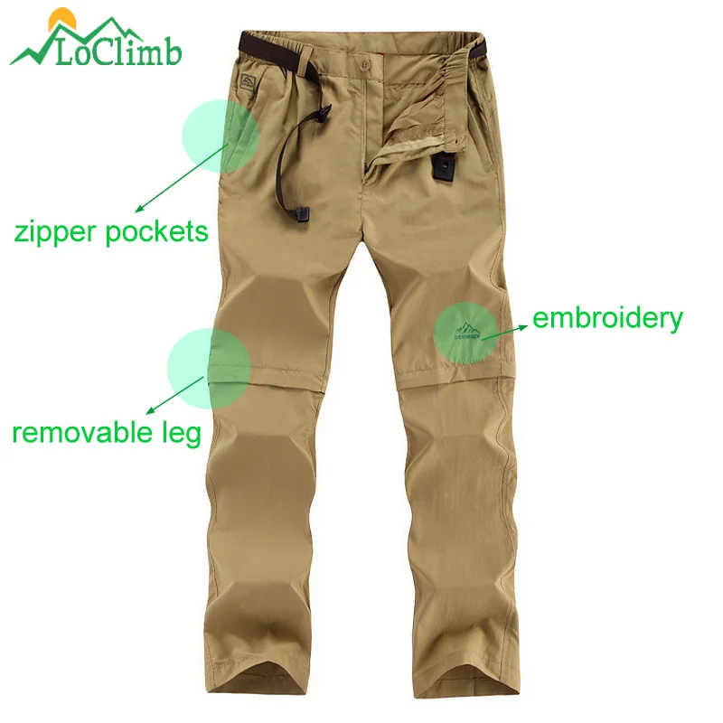 LoClimb de senderismo al aire libre pantalones de los hombres de verano extraíble pantalones de secado rápido Camping/Trekking impermeable pantalones de los deportes de los hombres pantalones cortos de AM209
