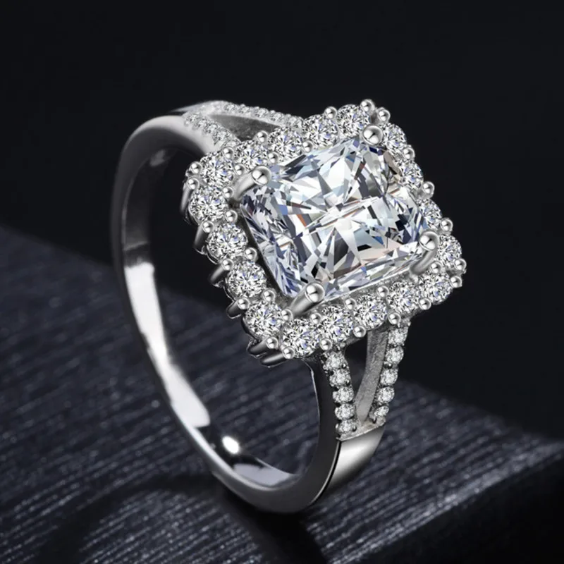 womens large cubic zircon ring sterling silver 10mm main stone wedding rings for women silver jewelry - Large Wedding Rings womens large cubic zircon ring sterling silver 10mm main stone wedding rings for women silver jewelry - Large Wedding Rings