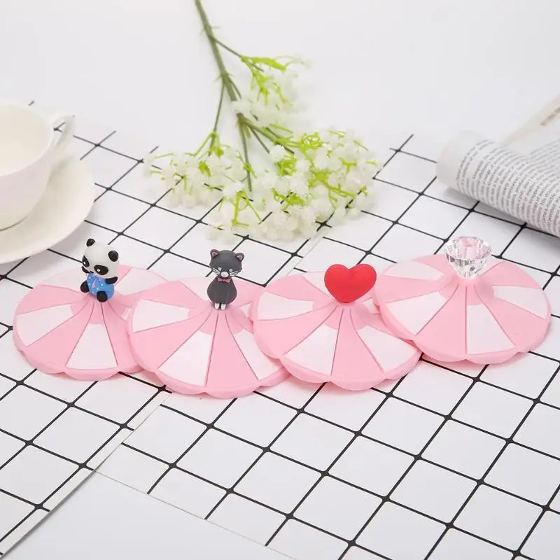 1 Cartoon Heat Resistant Silicone Cup Lid Leakproof Cups Cover Tea Cup Suction Unique Soft Silica Gel Has Good Anti-Skid Effect