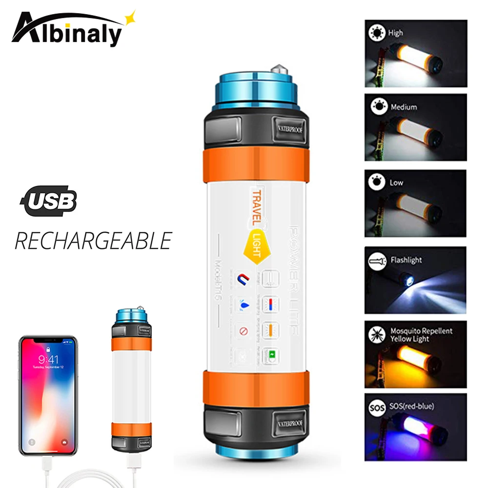 

Multifunctional Rechargeable LED Flashlight Camping Lantern 7800mAH Tent Light Lamp Work Fishing Warning Light IP68 waterproof