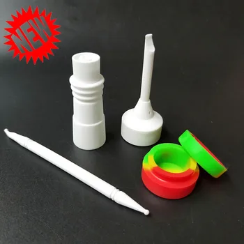 

2016 New Style 16mm Enail Domeless Ceramic Nail 14mm 18mm Female Male Ceramic Carb Cap Dabbers Silicone Jar Bong Tool Set