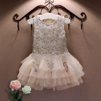 Summer New Lace Vest Girl Dress Baby Girl Princess Dress 3 7 Age Children Clothes Kids