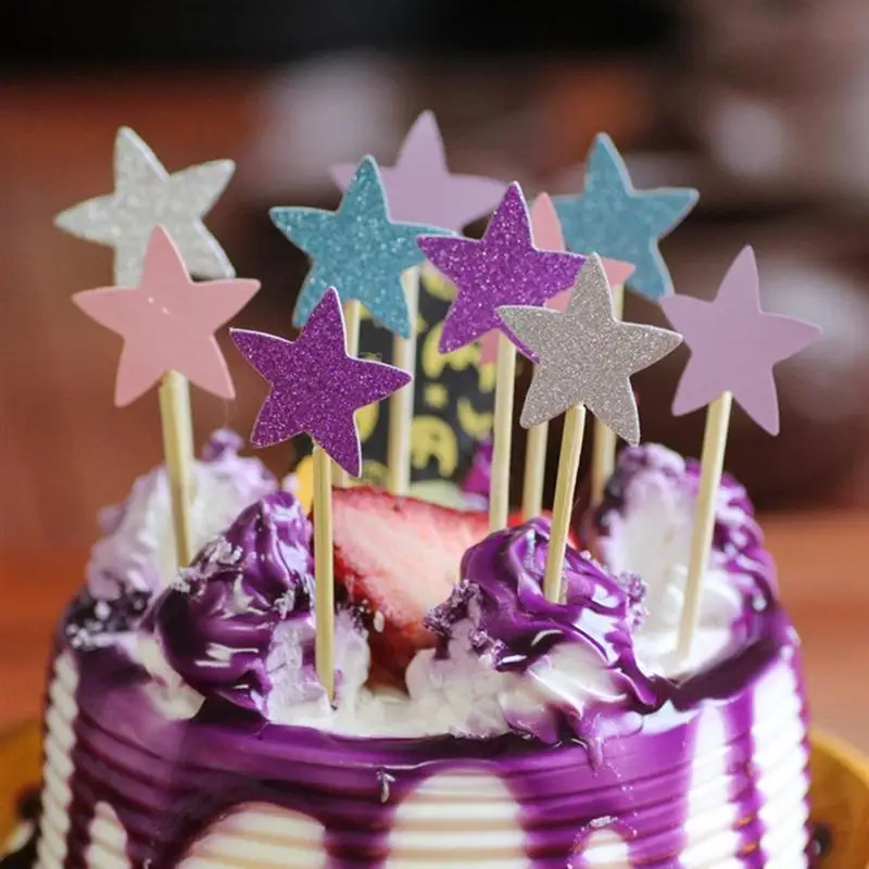 

30pcs Glitter Paper Star Cup Cake Topper picks Twinkle cupcake Decoration wedding baby shower Party favors (mix color)