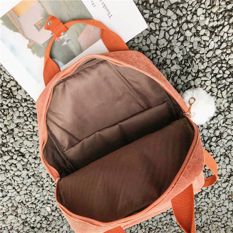 Menghuo рюкзак для женщин меховой шар сплошной цвет вельвет рюкзак для девочек весна зима бархат дорожная сумка Mochila Feminina