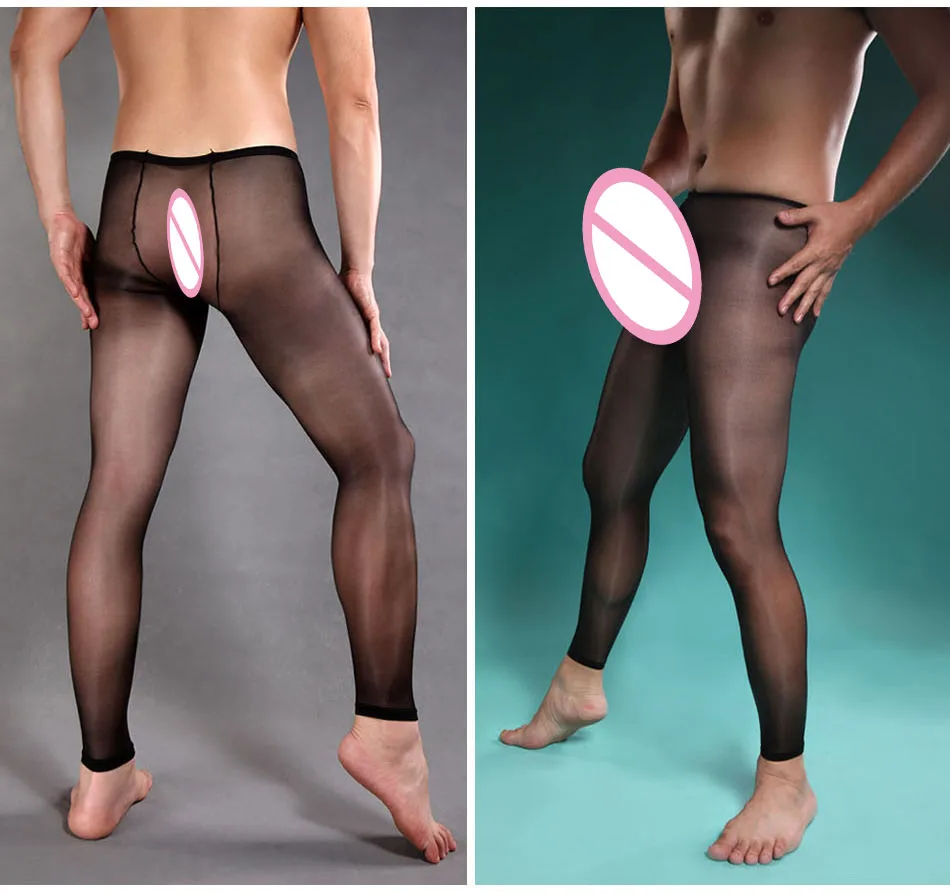 10D Oil Shine Full Sheer with Open Penis Cover Sheath Legging without Foot For Men Sexy Socks Extremly Elastic DOYEAH 0378