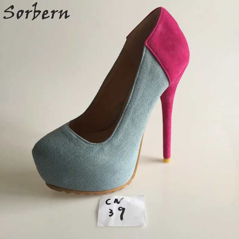 

Sorbern Womens High Heels Size US8-CN39 Off Blue Platform Shoes High Heel Pumps Pointe Shoes Multicolor Shoes New Club Shoes