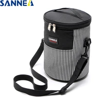 SANNE Stylish cylindrical stripes casual picnic Coole bag thermo insulated food bag kids and women thermal lce bag Tote cooler stylish geometric print and zipper design women s tote bag