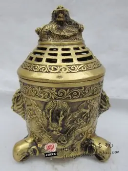 

Elaborate Chinese Antique collection Imitation ancient BrassDragon and Phoenix ornament Incense Burner