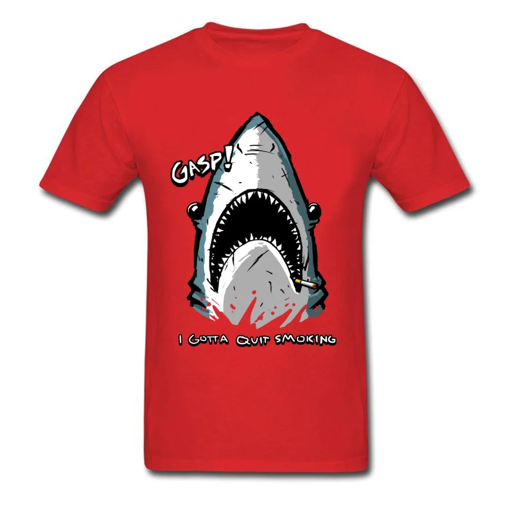 Smoking Shark 100% Cotton Fabric Tops Shirts for Men Casual T-shirts comfortable Designer Crewneck Tee Shirt Short Sleeve Smoking Shark red