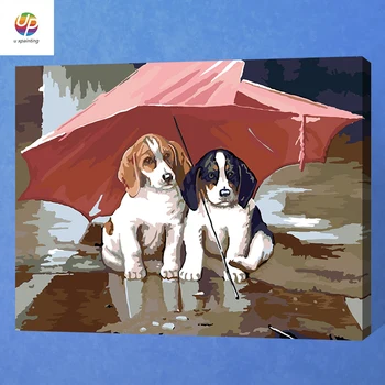 

Two Dogs Umbrella Painting By Numbers Abstract Modern Oil Painting Home Wall Art Decor For Living Room Artwork Deal Free Ship