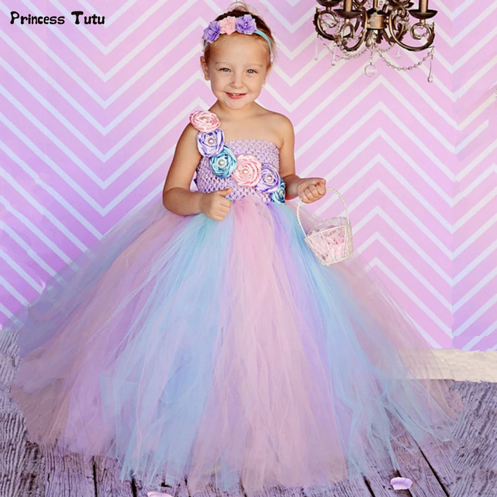 Kids Toddler Baby Girl Princess Tutu Dress Floral Wedding Party Pageant Gown US