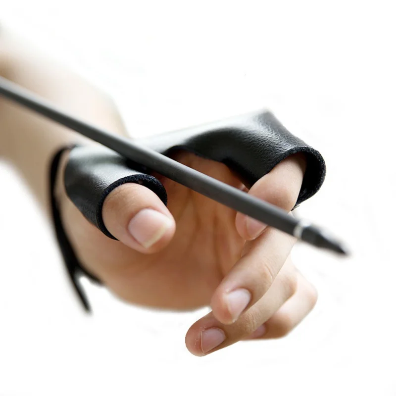 

Leather Left Hand Archery Arrow Bow Hunting Shooting Protective Finger Protector Guard Two Fingers Protect Glove 8