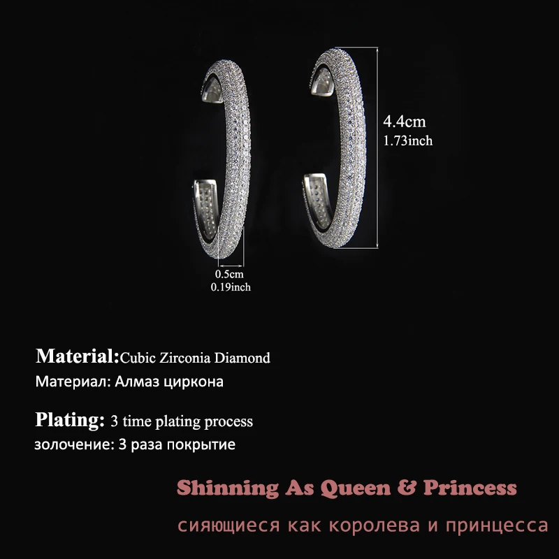 Роскошный Круглый Большой Серьги-кольца инкрустация кластера AAA кубического циркония большой круг серьги для модные женские туфли партия ювелирных изделий ae384