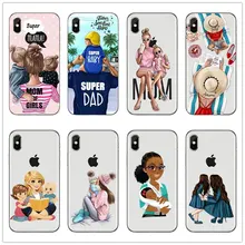 Черные коричневые волосы, уважаемые дети, мама, сын, королева 01, мама, принцесса, задняя чехол для iPhone 7 6 6s 8 Plus 5s X XS, силиконовые чехлы для телефонов