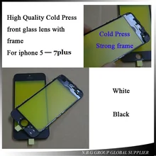 100 шт/партия DHL AAAA холодное внешнее стекло со средней рамкой Рамка для iPhone 5/5s/5c/6/6 p/6s/6s p/7/7 p Переднее стекло объектив с рамкой