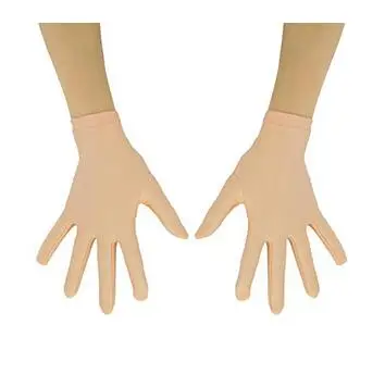 LZCMsoft взрослые 1" длина запястья лайкра спандекс полный палец тянущиеся короткие перчатки ручная Одежда Аксессуары для маскарада на Хеллоуин - Цвет: Nude