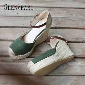 

Women Sandals Wedges Shoes Platform Bohemia Ankle Strap Casual Summer Shoes High Heels Round Toe Woman Wedding Shoes Plus Size