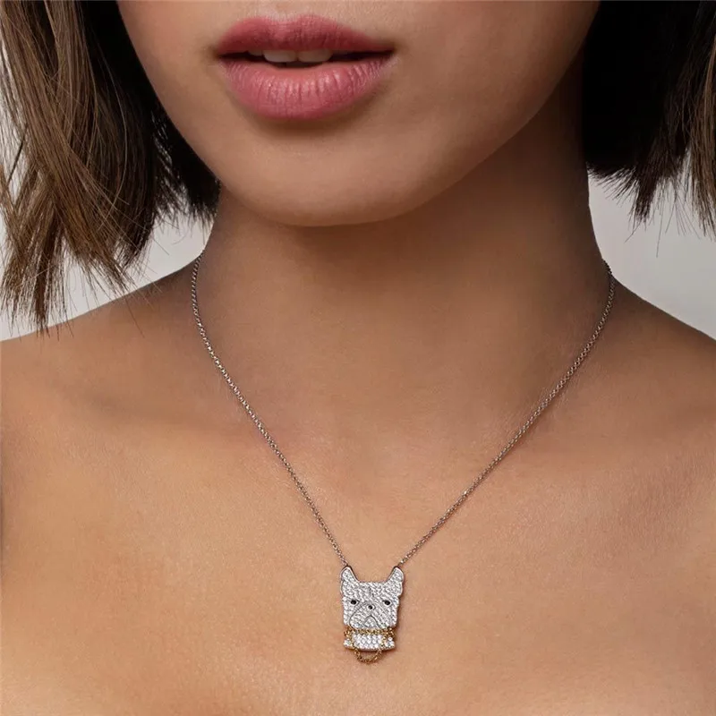 

ZEF AP 925 sterling silver necklace,stylish new temperament wearing gold chain puppy,adjustable chain new charm ladies jewelry