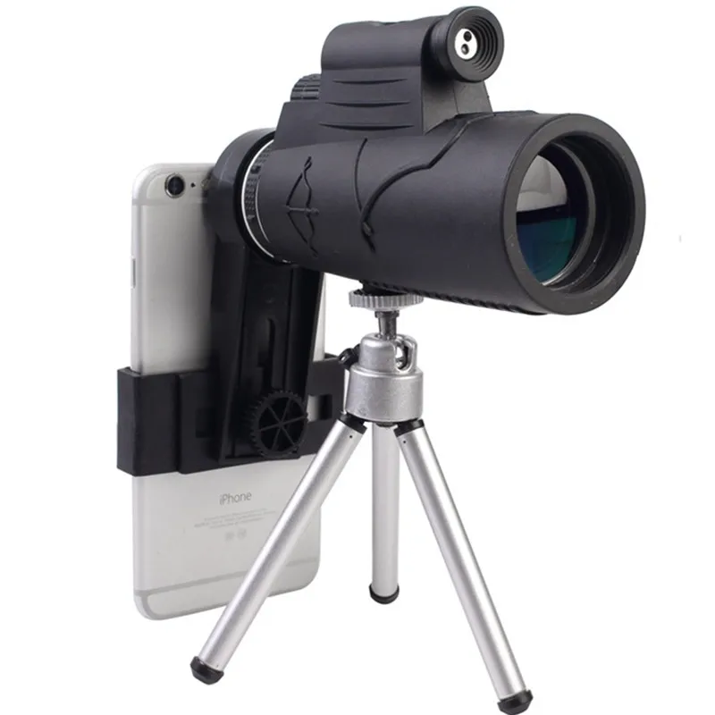 

50X60 Telescope BAK4 Prism Monocular Led Laser Light High Power Zoom telescopio for smartphone Hunting Hiking Tools