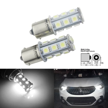 

ANGRONG 2pcs 581 PY21W BAU15s Bulb 18 SMD LED Sidelight Indicator Brake Stop Light White