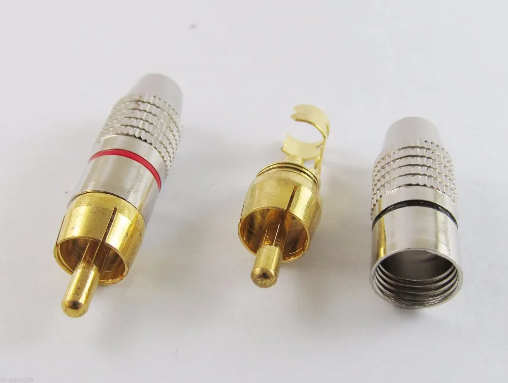 

2pairs RCA Phono Plug Audio Cable Cord Male Gold Plated Adapter Connector