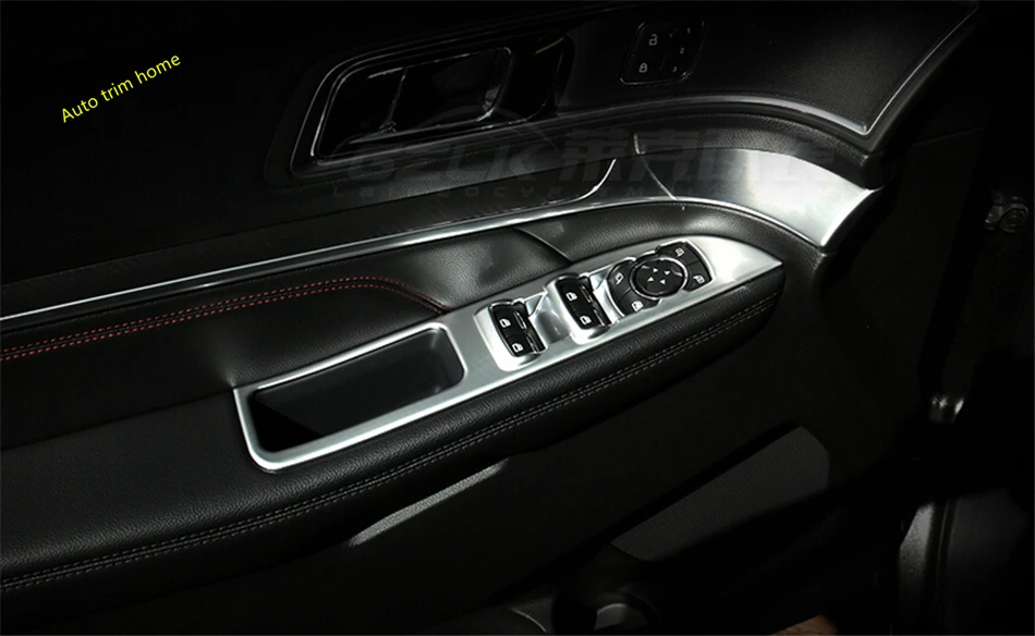 

For Ford Explorer 2016 2017 ABS Inner Door Armrest Window Lift Button Molding Garnish Cover Cap Trim 4 Piece