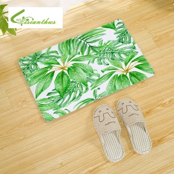

Tropical Plants Designs Welcome Door Mat Bath Mat Anti-slip Carpet for Living Room Kitchen Bathroom Bedroom Green Leaf Rugs