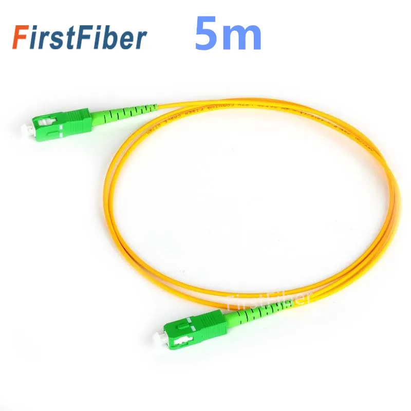 

FirstFiber 5m SC APC to SC APC G657A Fiber Patch Cable, Jumper, Patch Cord Simplex 2.0 3.0 mm PVC Singlemode Bend Insensitive