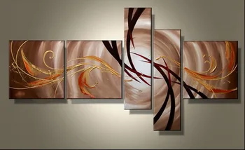 

5 pieces handmade painting abstract flower on oil canvas for home decor and wallpaper