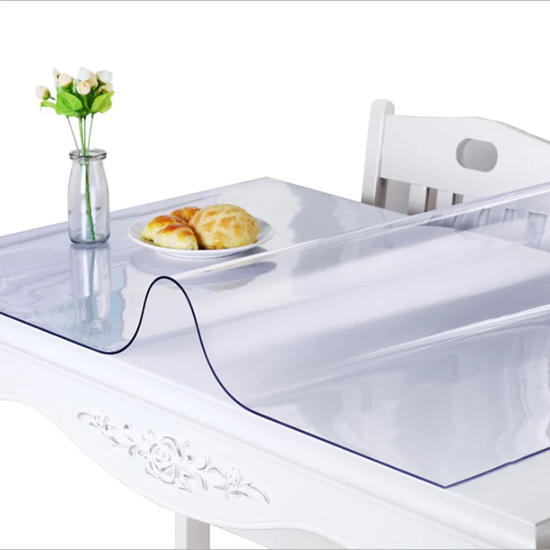  PVC Waterproof Tablecloth Transparent Tablecloth with Pattern Kitchen Table Cover Oil Cloth Soft Gl