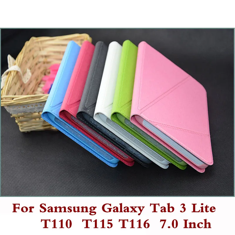 

Fashion PU Leather Stand Tablet Case Cover For Samsung Galaxy Tab 3 Lite 7.0 T110 T111 T116 T115 Screen Protector Film Pen Gift
