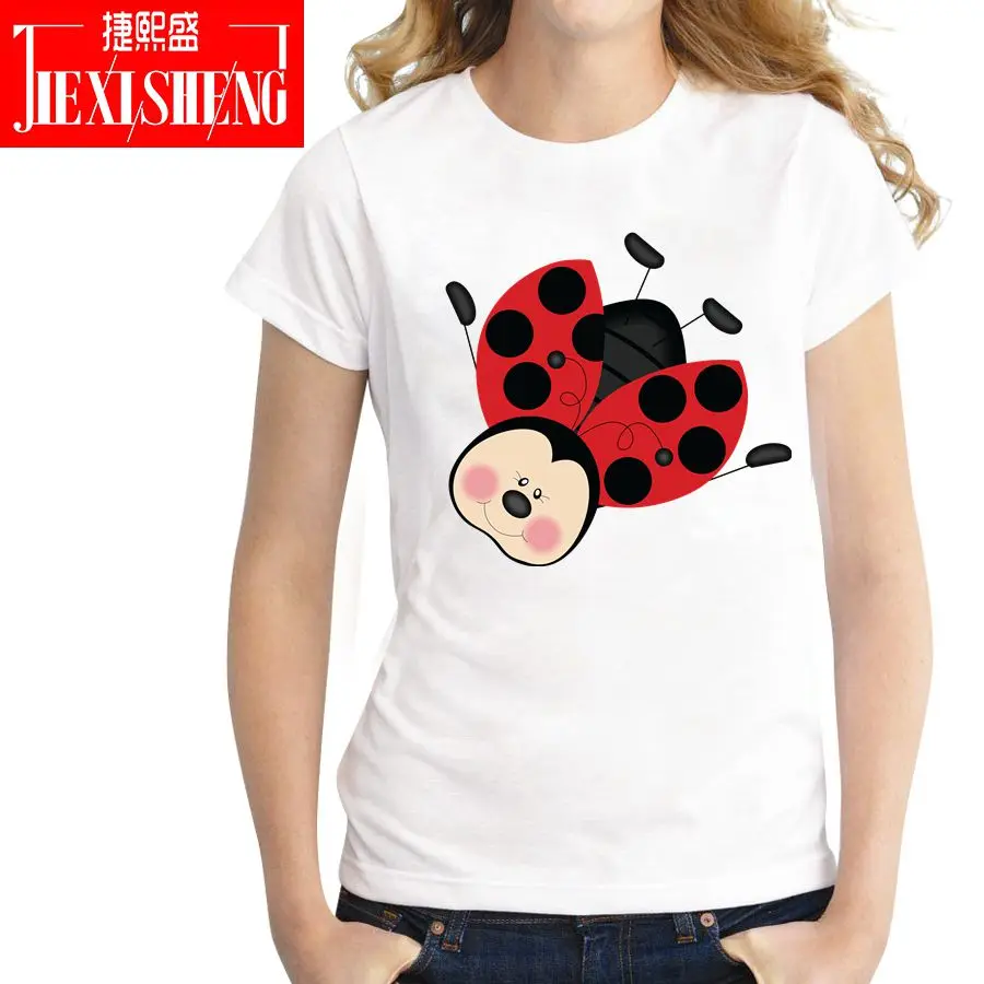 Summer Leisure T Shirt Tops Cute Ladybug Print Womens Tshirt Fashion O-neck Women T-shirts