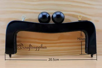 

frames glue on bag purse frames clasp resin 8 inch x 3 inch black M117